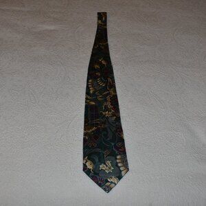 Christian Dior Teal Multicolor tie with burgundy and gold accents